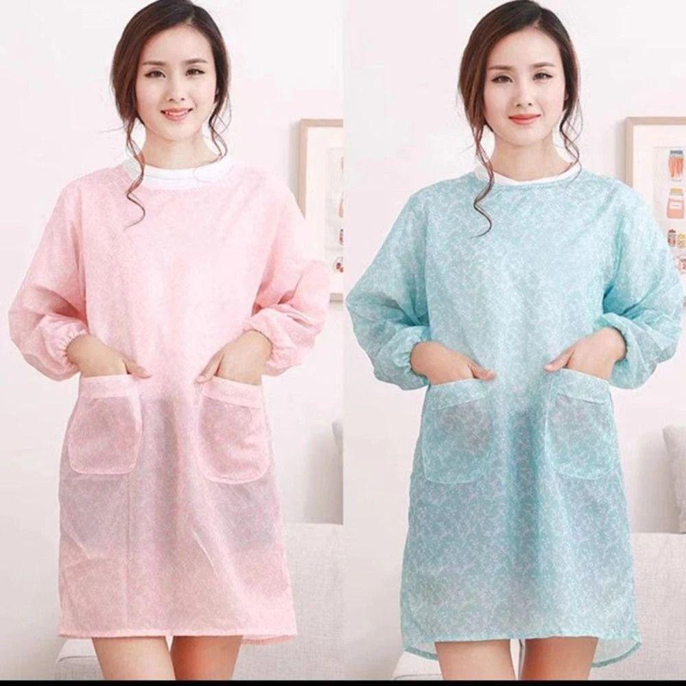 Durable Long-Sleeved Kitchen Apron Oil-proof Waterproof Adult Smock Lightweight Washable Catering Waiter Work Overalls