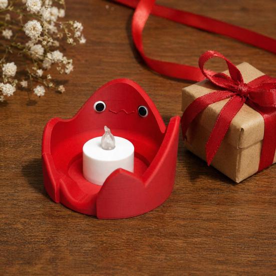 3D Printed Flame Shape Candle Holder, Cute Flame Electric Candle Stand, Fake LED Tealight Holder for Fireplace Table Centerpiece