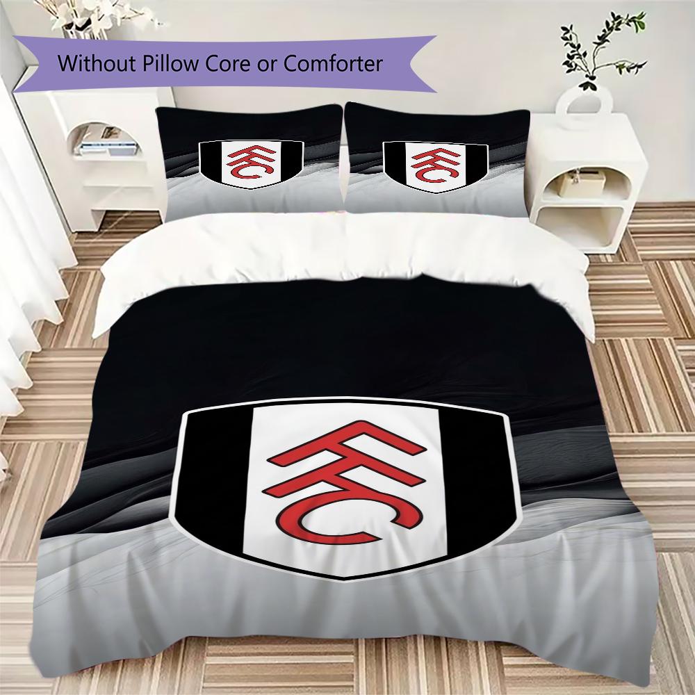 Fulham FC Pattern Bedding uilt Set uilt Cover Pillowcase Home Decoration Birthday Gift (1 * duvet cover + 2 * pillowcase without core)