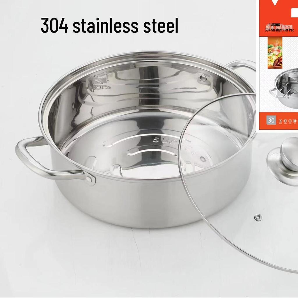 Stainless Steel Double-Flavor Hot Pot for Home and Restaurant - Induction Compatible Cookware Gift
