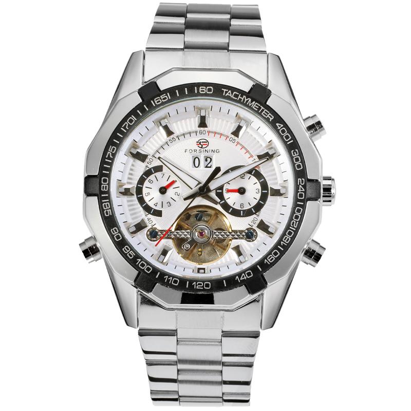 FORSINING Classic Automatic Sport Men Watch Tourbillon Mechanical Skeleton Multifunctional Date Day Month Male Casual Wristwatch