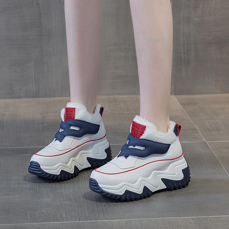 985 Leather Women's Shoes Autumn and Winter New Muffin Thick Sole Inner Height Increase Sports and Leisure Shoes Old