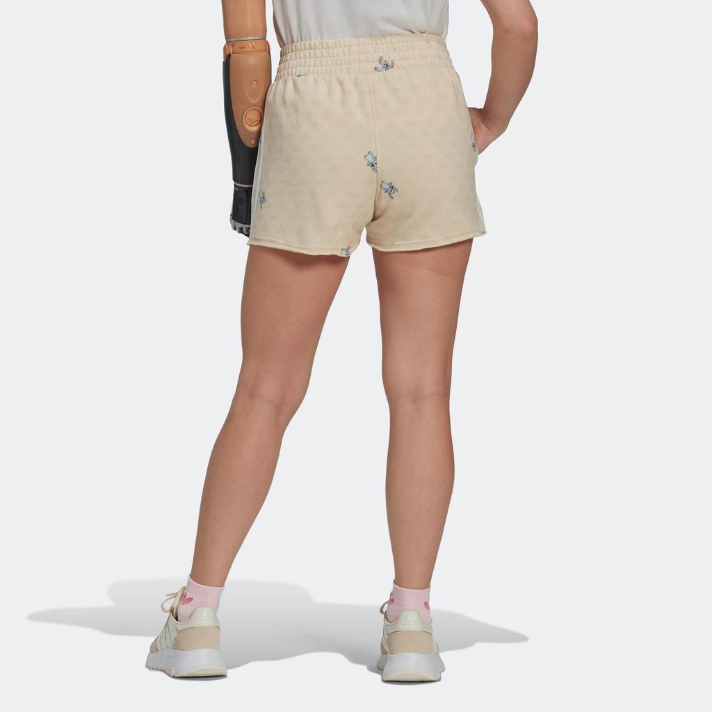 adidas Originals X Disney Allover Print Striped Loose-Fit Casual Shorts Women Khaki HT3948