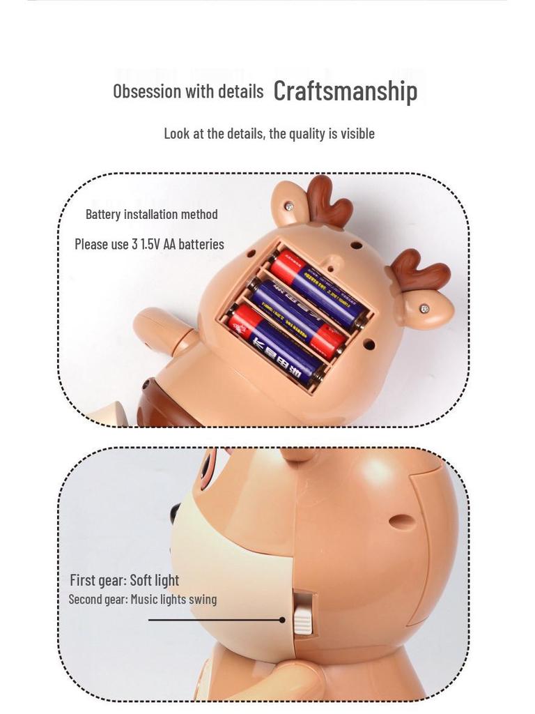 Electric Deer Toy with Sound, Light, Swinging, and Winking Eyes - Children's Toy Inspired by TikTok.