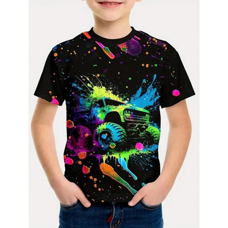 2025 Children's Clothing Car 3D Printed Boy's T-Shirt Graphic T Shirts Short Sleeve Girls Clothes Casual Round Neck Children Top
