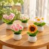 Artificial Sunflower Desktop Decor Handmade Crochet Potted Flower Decoration, Knit Decor, Gift for Women, Mom, Teacher, Friend, Birthday Crocheted