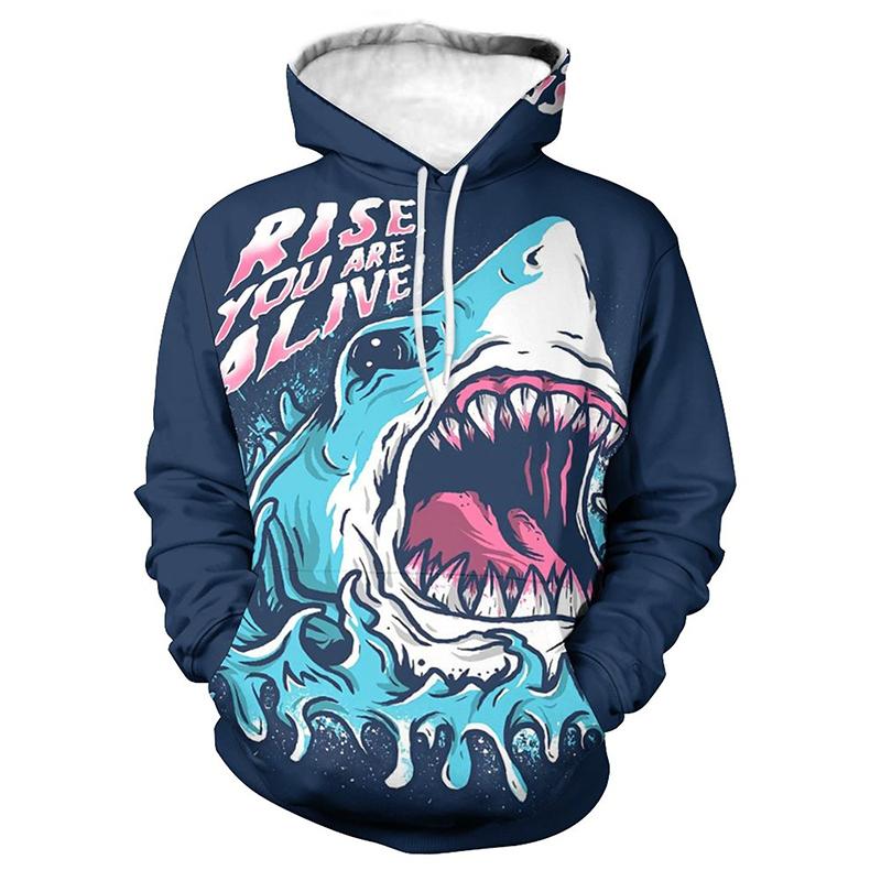 

Світшоти із зображенням тварин із зображенням китової акули Модні панк-толстовки для чоловіків Одяг Повсякденний вуличний одяг Пуловери Великі спортивні костюми Топи XL