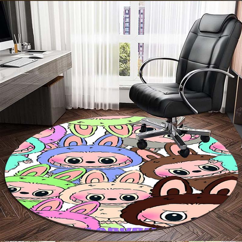 Labubu Print Round Rug, Washable Floor Carpet, For Entryway Dorm Laundry Room Office Study, Home Decor Birthday Christmas Gift