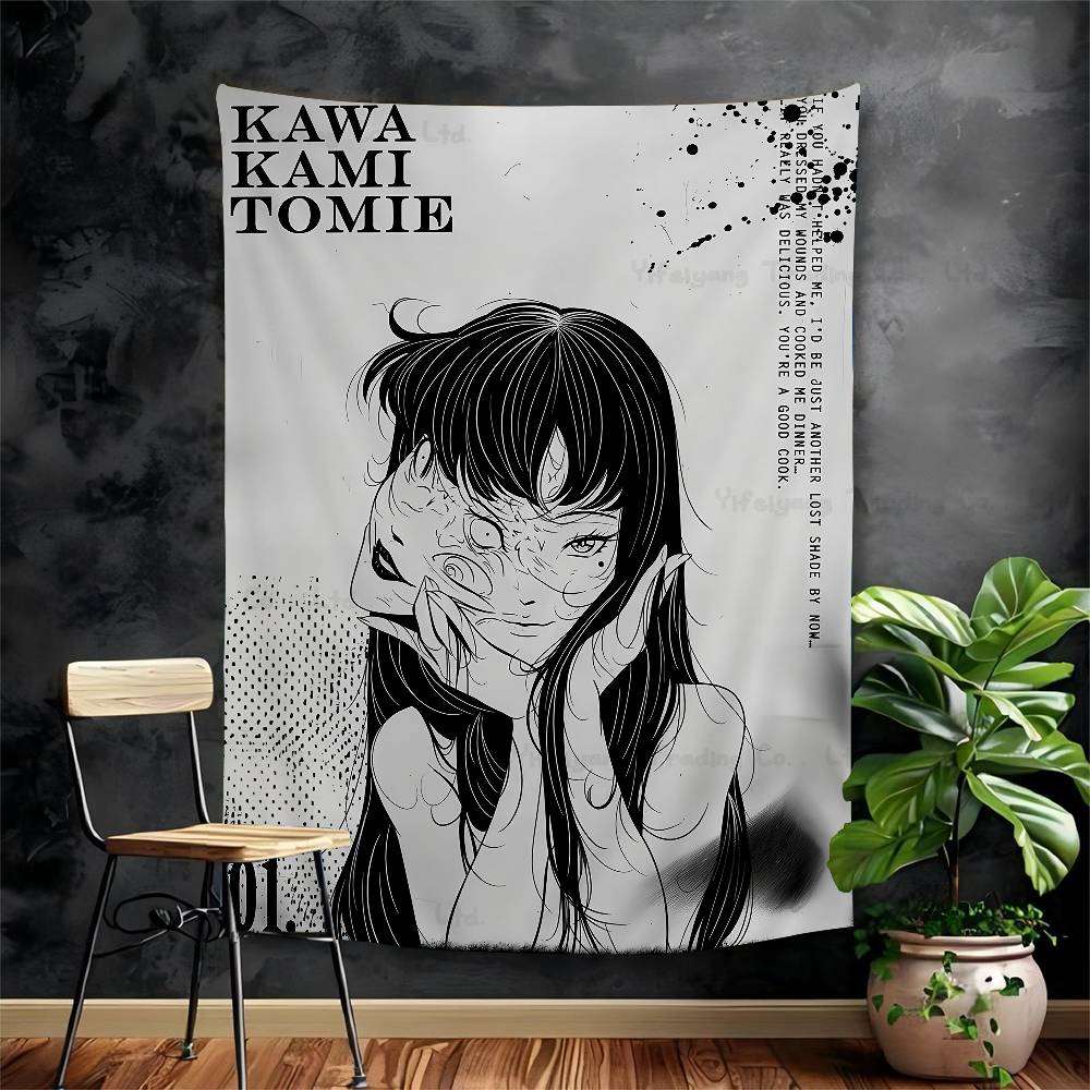 

JJunji Ito TTomie Retro Cool Girl Printed Large Wall Tapestry Cheap Hippie Bohemian Wall Tapestries Mandala Home Decor 74x94cm(29x37in)