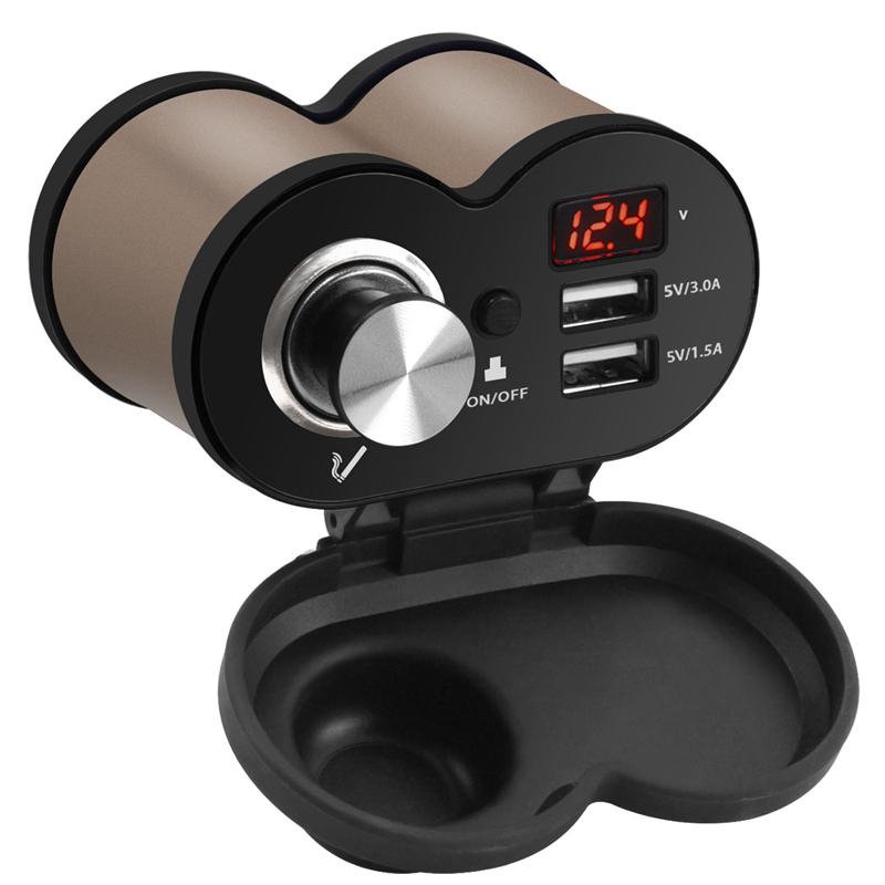 LMoDri Motorrad-USB-Ladegerät, Telefon, 12 V/24 V, Zigarettenanzünder-Buchse, Dual-USB-QC 3.0-Ladegerät, LED-Voltmeter, wasserdicht
