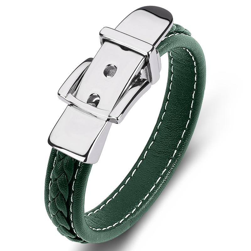 

Handmade Stainless Steel Belt Buckle Leather Bracelet for Men and Women Custom Size (Contact Customer Service)