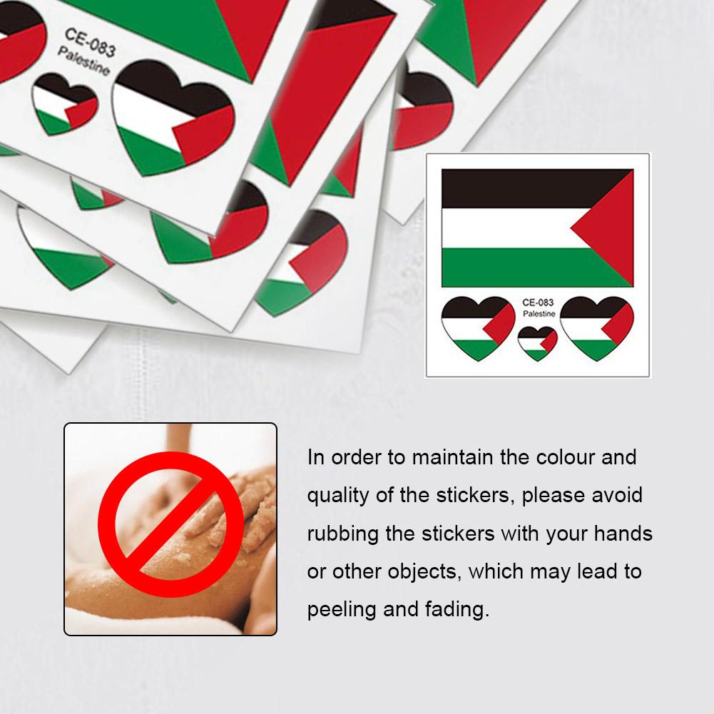 10-100pcs Palestine Face Arm Stickers Waterproof Palestine Flag Sticker Durable Small Stickers Effortless Removal for Parade