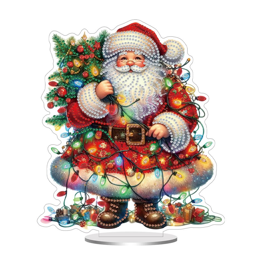 Acrylic Special Shaped Christmas Table Top Diamond Painting Ornament Kits Desktop Diamond Art Kits for Home Office Desktop Decor