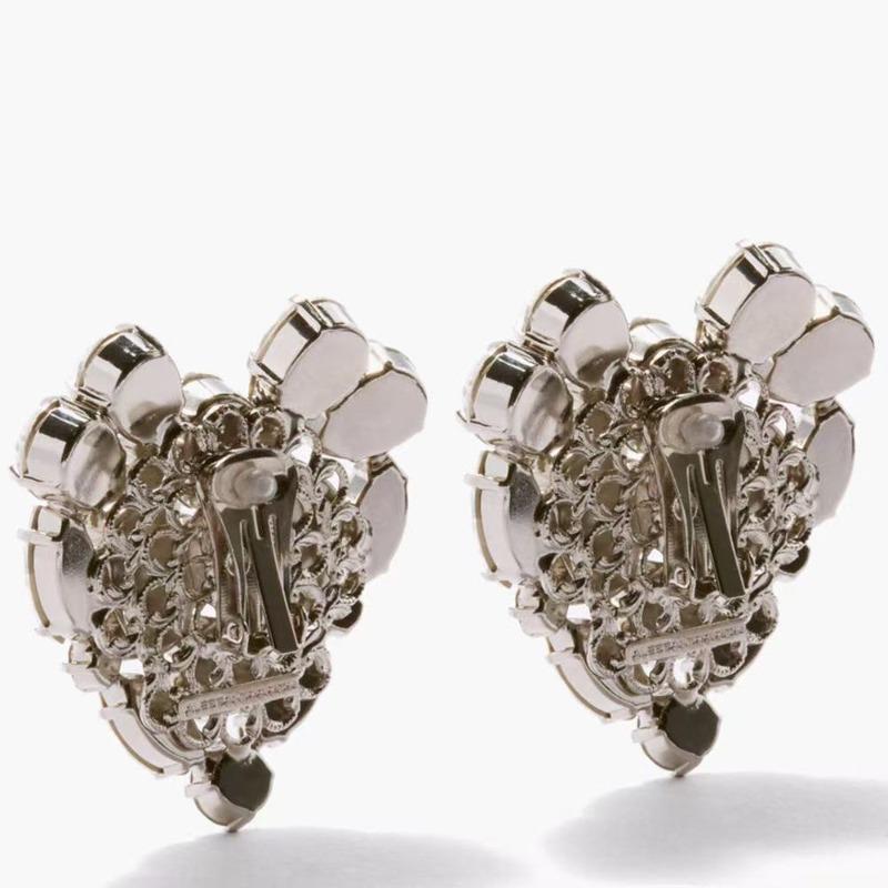 Exaggerated Large Rhinestone Love Stud Earrings, Earclips for Women Without Earrings, Personality Versatile, High-end Temperament Earrings