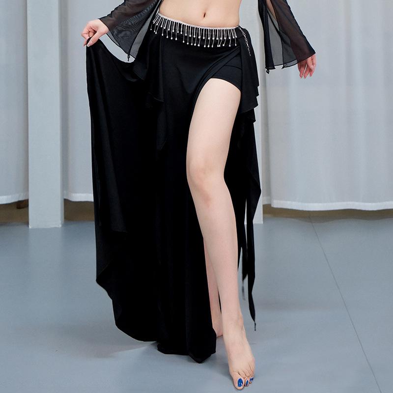 New Style Belly Dance Practice Skirt - Beginner Slimming Slit Long Skirt for Women