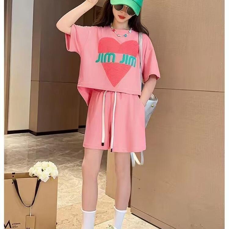 Girls' Summer Short Sleeved Sports Suit Summer Style Fashionable and Stylish Children's Summer Two-piece Set