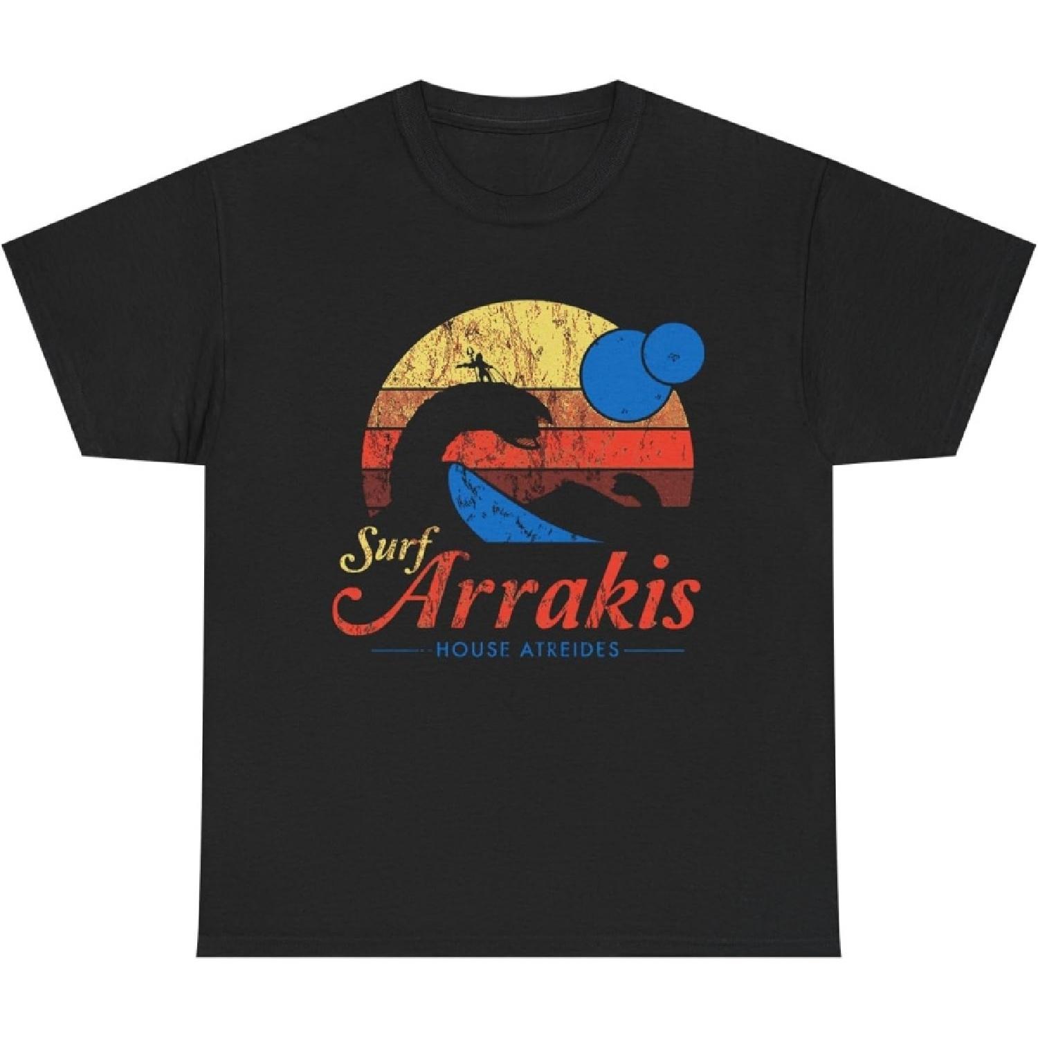 Футболка Surf Arrakis Dune – Винтажная потертая научно-фантастическая футболка для серфинга _ Ретро-рубашка для отпуска Дома Атрейдес для мужчин и женщин S