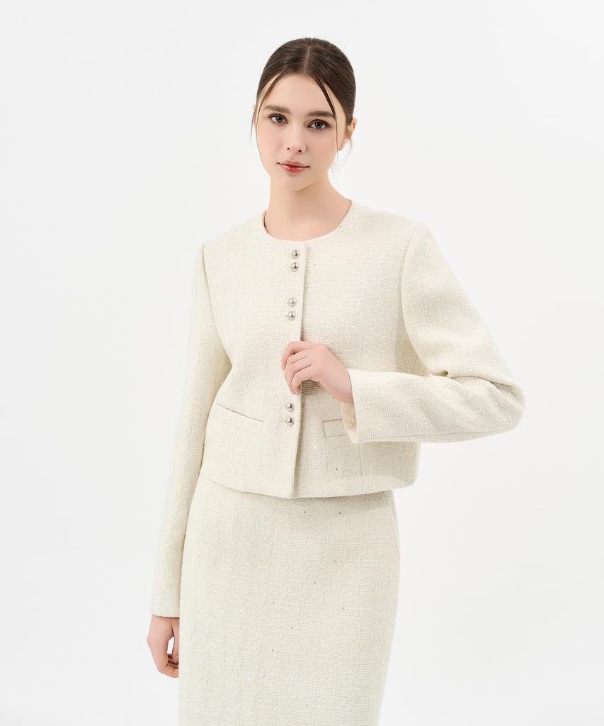Laneonkyulleoseu Tweed Midi Skirt_Ivory