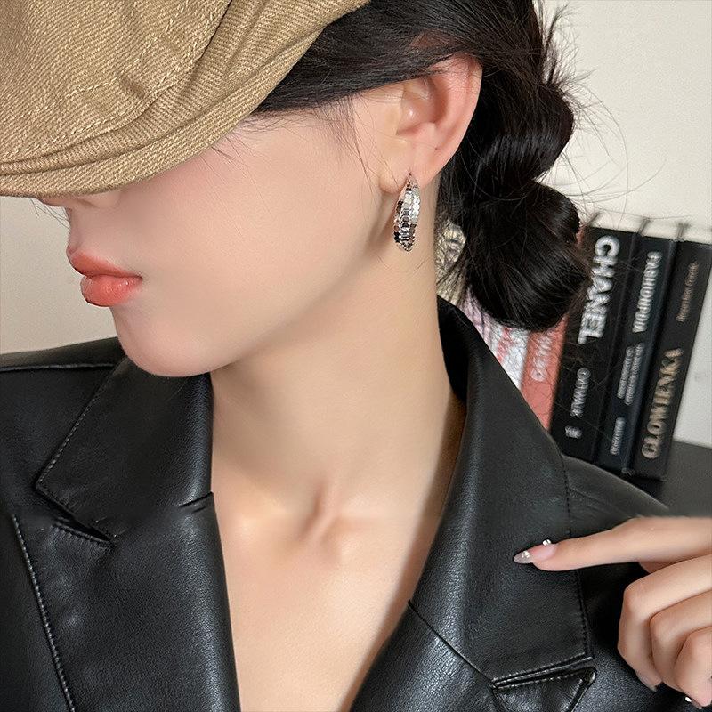 European and American Metal Wind Twisted Twist Circle Earrings, Cold Wind Fashion Geometric Ear Buckles, Versatile Commuter Earrings