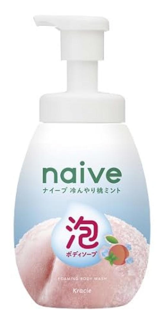 Kracie Naive Foaming Body Soap, Cooling Peach Mint Scent, 600ml