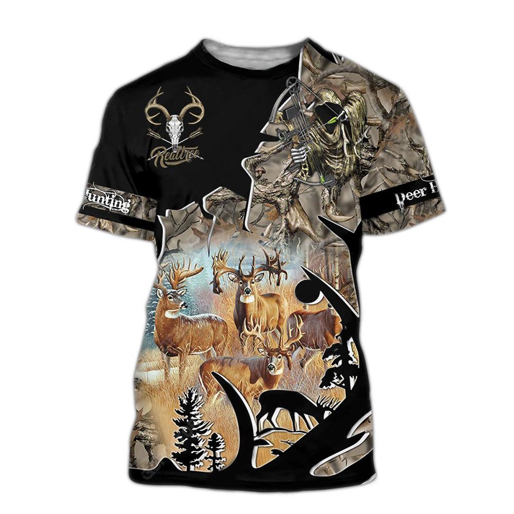 Hunter 3D Print Man's T-Shirt Teenagers Clothes Outdoor Sports Hunting Deer Hunting Short Sleeve Oversize Man T-shirt
