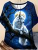 Neues Damen T-Shirt 3D Wolf Druck Rundhals Kurzarm Mode Grafik T-Shirts Lustige Streetwear Tops Y2k Lockeres T-Shirt Damen Kleidung
