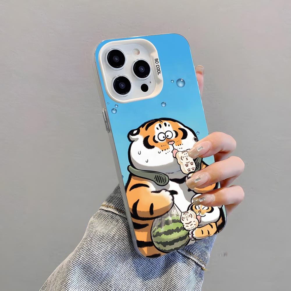 

Funny Fat Tiger Phone Case For IPhone 17 Pro Max 15 Pro 16 14 Plus 12 13 Mini 11 Pro Shockproof Colorful Cover iPhone 14 Pro
