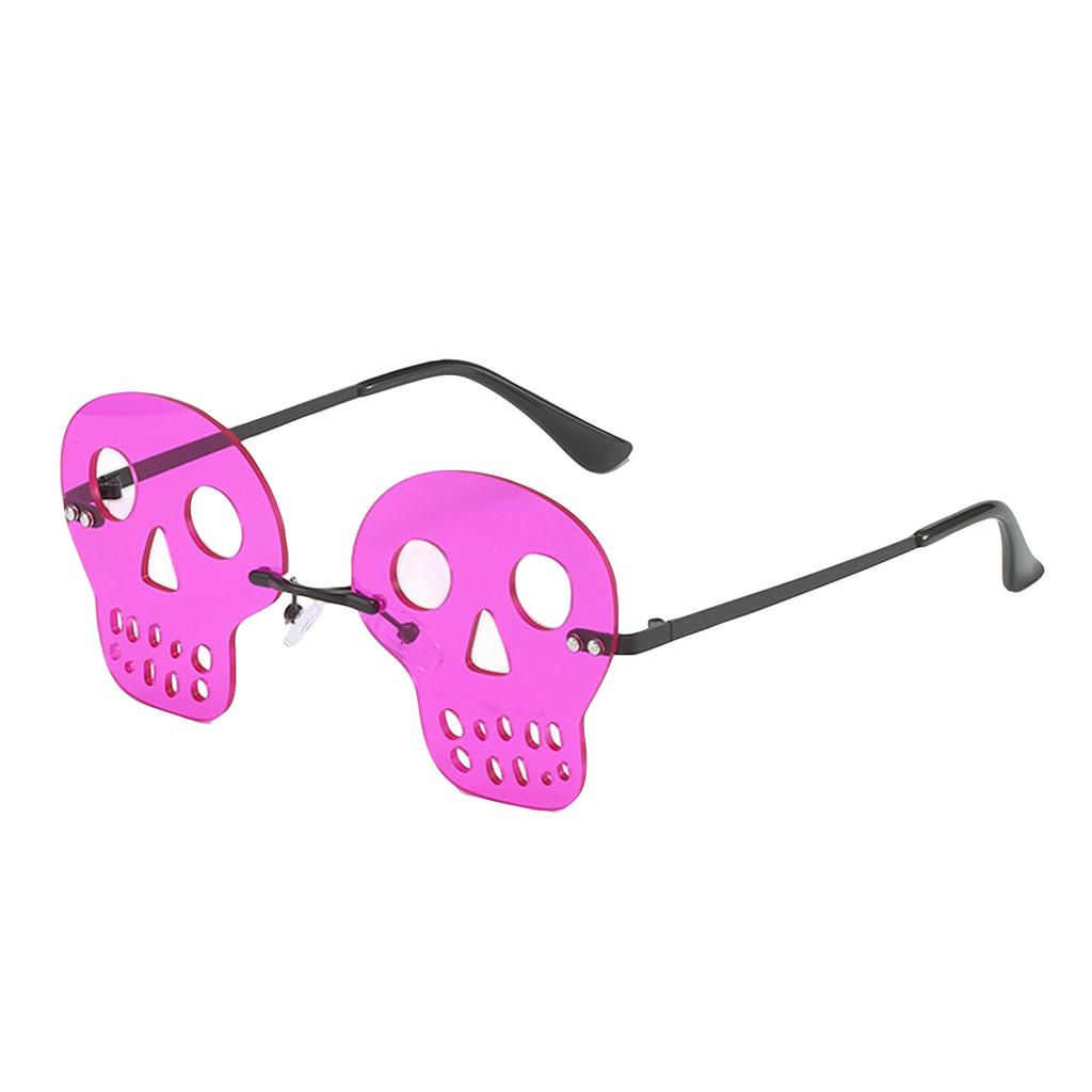 Rimless Halloween Skulls Sunglasses, Festival Skulls Glasses For Women Men