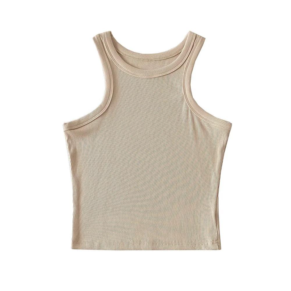 Amerikanisches Sommer Slim Fit Spaghetti-Träger Rundhals Tanktop für Damen