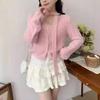 Light Luxury Imitation Mink Velvet Knitted Sweater Women's Base Autumn and Winter White Design Temperament Neck Foreign Style Cardigan Top