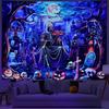 Yuiqear Blacklight Skull Tapestry UV Reactive Halloween Tapestries Psychedelic Moon Castle Tapestries Horror Pumpkin Tree Tapest
