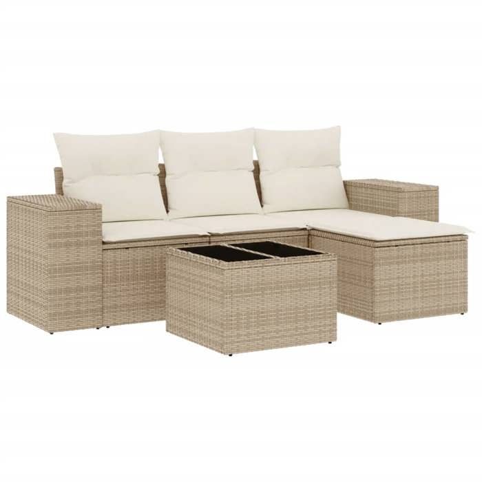 VidaXL Garden Lounge Set with Cushions 5 Pcs, Patio Sofas, Patio Furniture Set, Outdoor Furniture, Beige 3254815