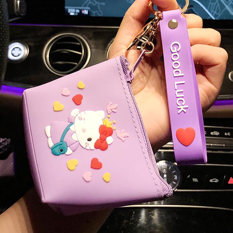 Cute Cartoon Silicone Coin Purse & Earphone Storage Keychain Pendant