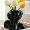 Female Head Vase, Resin Modern Vase for Garden Home Living Room Decoration, Tabletop Art Statue, Halloween Christmas Decoration