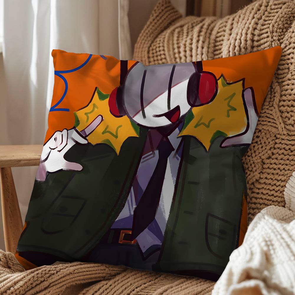 Game Henry Stickmin Collection Pillow Case Square Double-Sided Printing Short Plush Sofa Cushion Cover Bedroom Bedside Pillow Peach skin 18*18(CM)-1Pcs