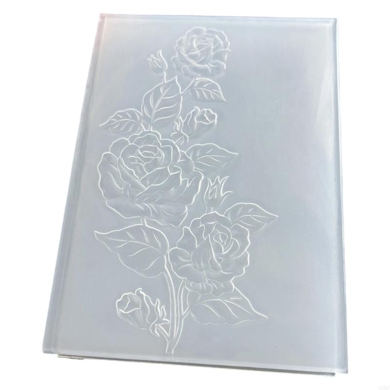 Raised Flower Texture Embossing Folder Plastic Paper Craft Template for Journals 55KF