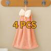 4 pcs Coral Fleece Children's Hand Towel Cartoon Bow Tie Baby Kids Absorbent Quick Drying Face Towel Hanging Towel