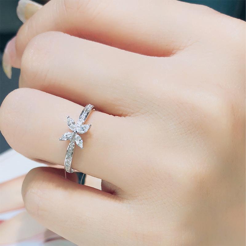 

Кольцо для помолвки из стерлингового серебра для женщин, цветочные кольца, свадебные трендовые женские украшения, подарки на вечеринку 9