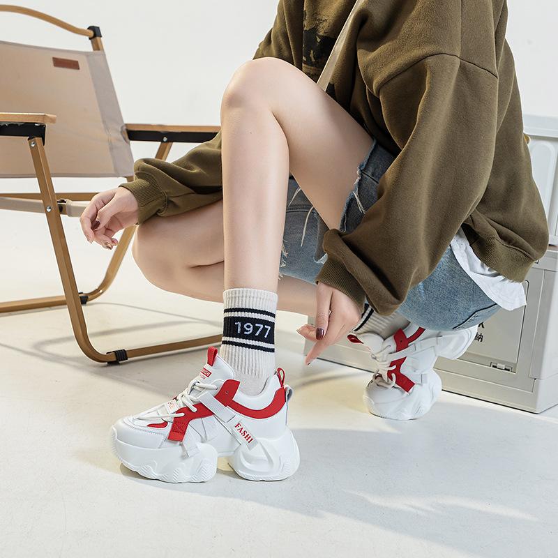 Genuine Leather Casual Women's Shoes Outdoor Platform Shoes for Women Dad Shoes Vulcanized Breathable Tennis