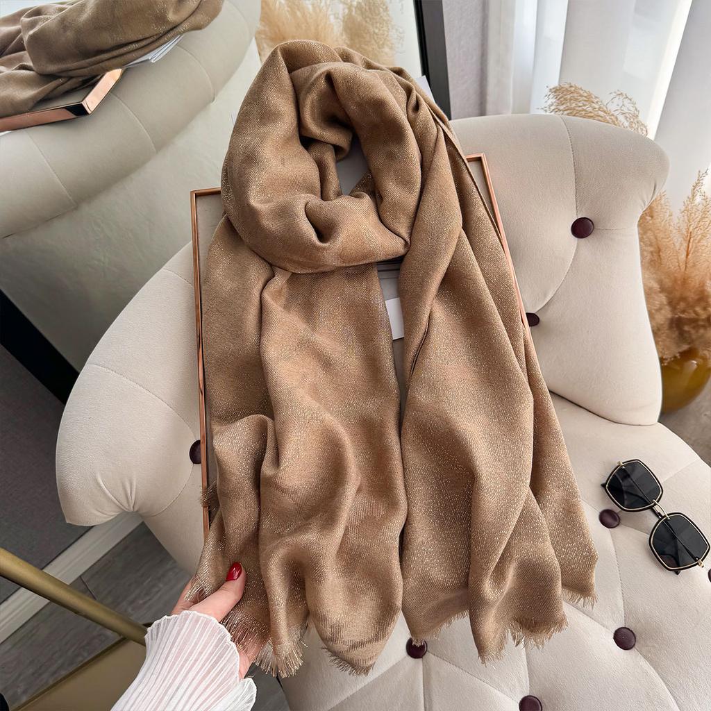 Female European and American Leopard Print Thickened Warm Imitation Cashmere Fringed Cape Double-sided Gold Thread Shawl Autumn and Winter