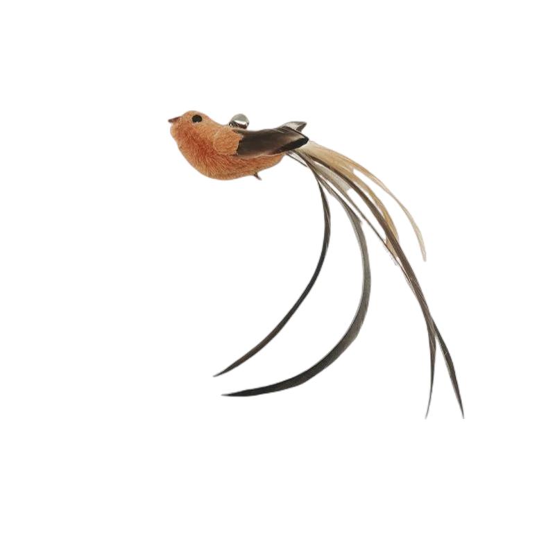 Funny Simulation Bird Interactive Cat Feather Toy with Bell Sucker Cat Stick Toy for Indoor Kitten Play Chase Exercise Cat Toy