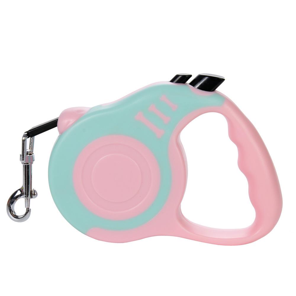 Color Block Bone Retractable Dog Leash: Portable, Frosted, and Automatic