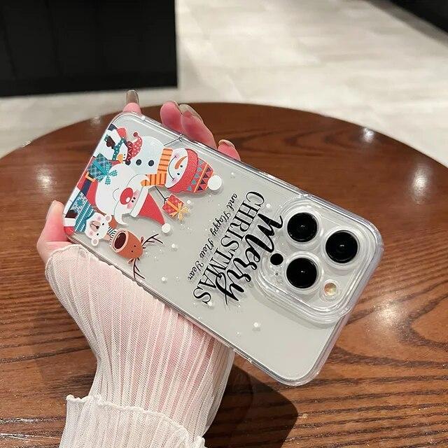 TPU Christmas Gift Transparency Phone Case For iPhone 15 Pro Max 14 13 12 11 Angel-Eyes 15 Shockproof Silicone Soft Back Cover