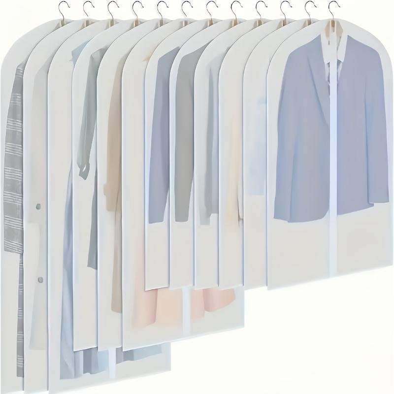 5pcs Thickened Transparent Garment Bags with Full Zipper Closure - Suitable for Suits, Wedding Dresses, Travel And Wardrobe Organization