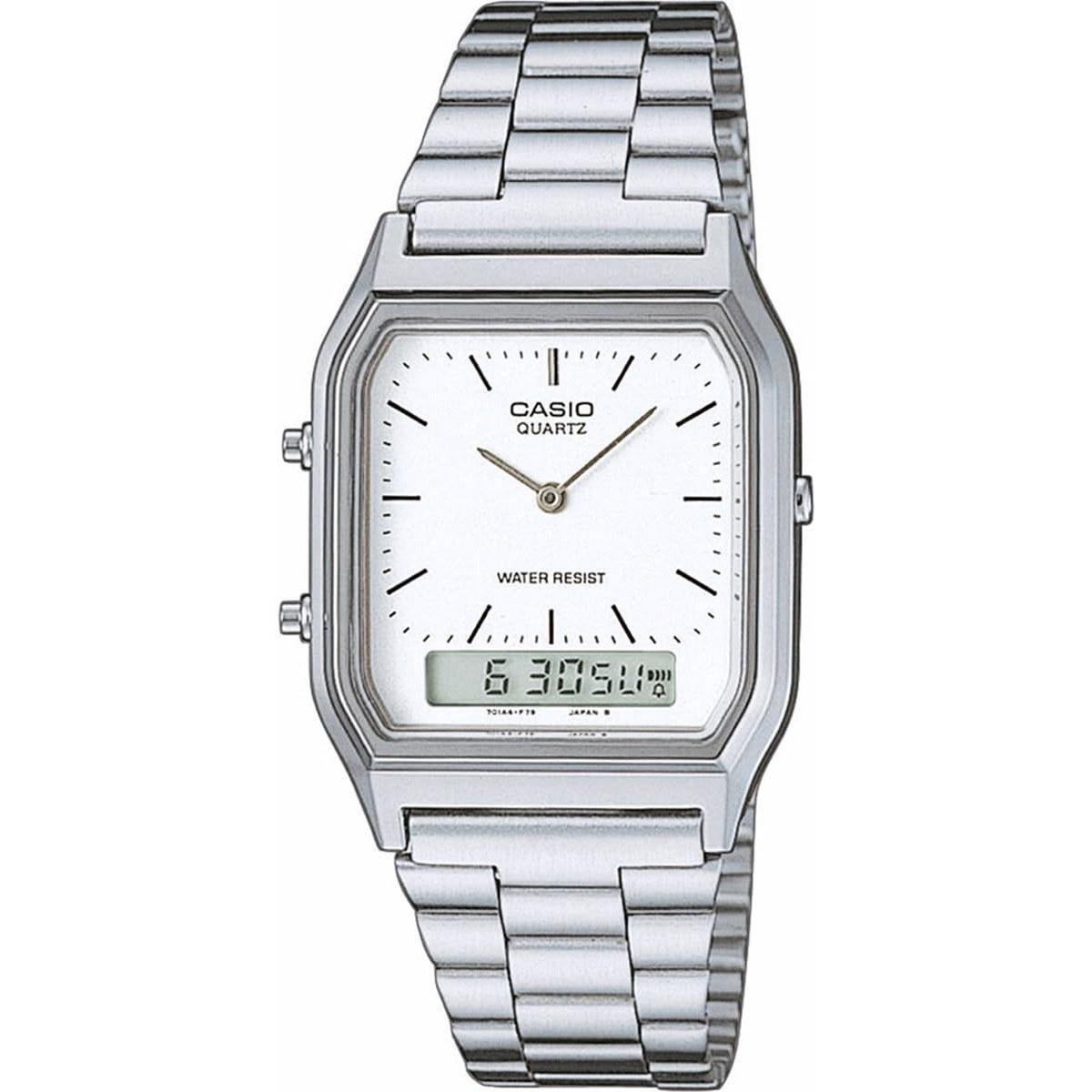 CASIO Ana-Digi Quartz Wristwatch Vintage Series AQ-230A-7DMQ Unisex Dual Time White Overseas Model