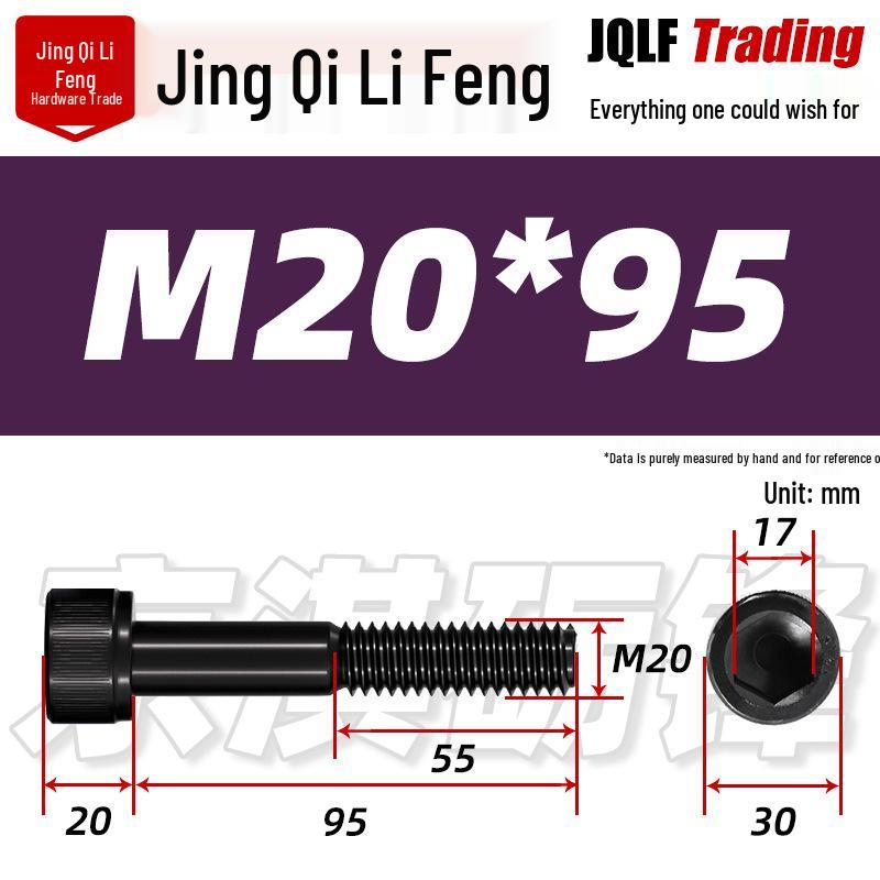 M18-20 High-Strength Black Hex Socket Head Cap Screws with Knurled Cylindrical Bolts