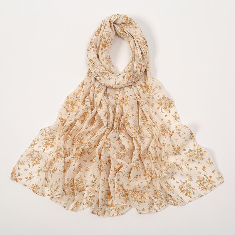 Modischer Blumenmuster Chiffon Schal Für Muslimische Frauen Chiffon Hijab Mode Damen Elegante Lange Schals Wickeltücher Fabrik