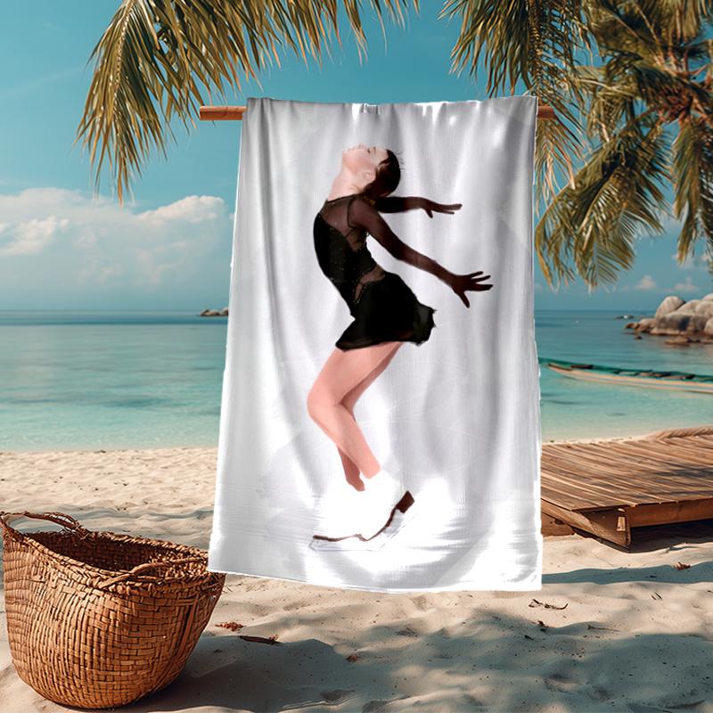 Ultra Soft Beach Towel with figure skating Theme,Ideal for Pool,Camping, Diving,Perfect Travel Essential, Vibrant Beach Towel.