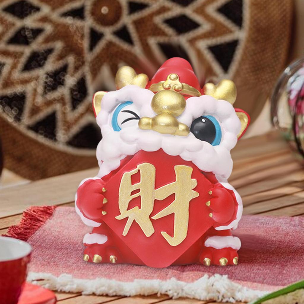 New Year Decoration 2025 Desktop Sculpture Chinese Style Gift Figurine Wake Lion Ornament for Housewarming Office Living Room