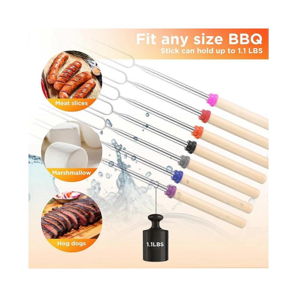 10 Pack Marshmallow Toasting Forks - 32" Extendable Smores Skewers Roasting Smores Sticks for Fire Pit, BBQ, and Camping